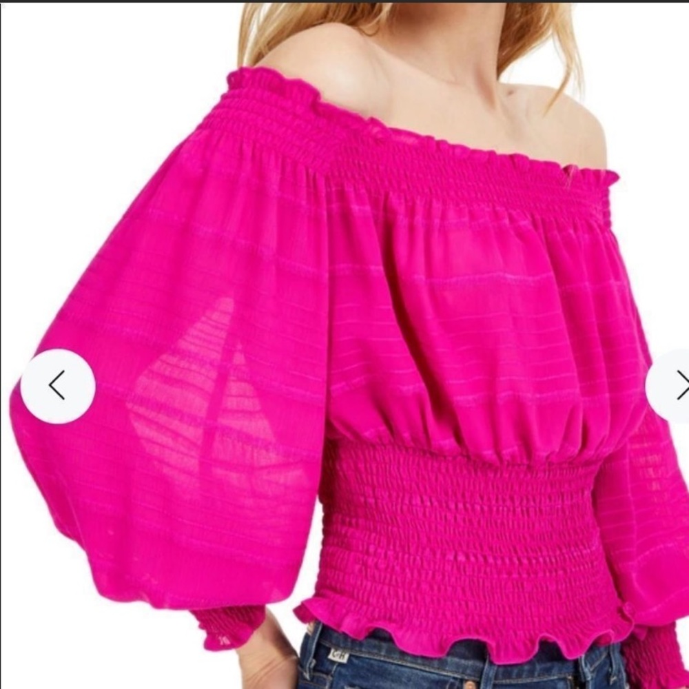 Leyden Fuchsia Off-Shoulder Smocked blouse